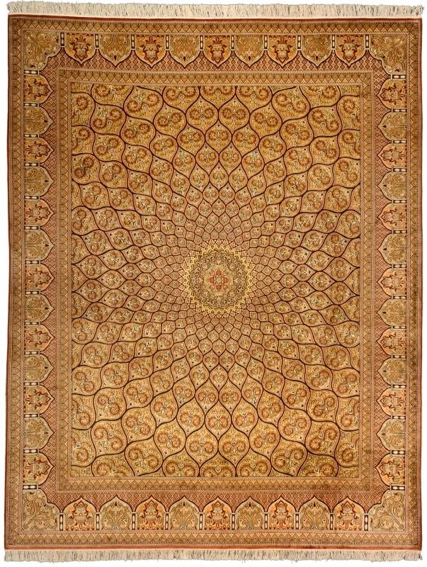 Kashmir Oriental Rug 204 × 255 cm, Silk, hand-knotted