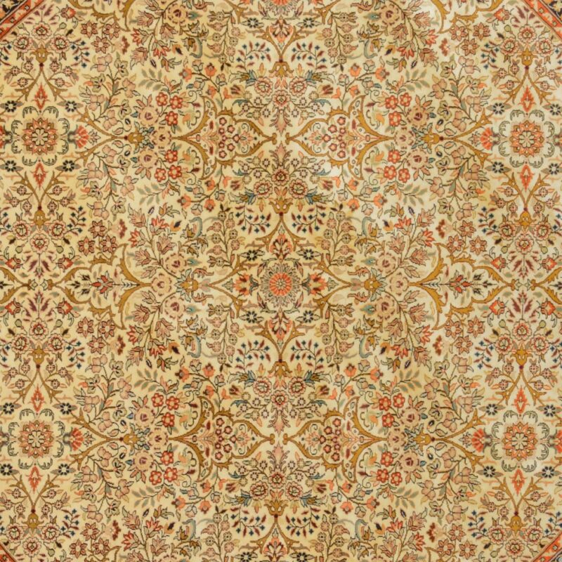 Kashmir Oriental Rug 209 × 209 cm, Silk, hand-knotted, pastel — view 4 Kashmir Oriental Rug 209 × 209 cm, Silk, hand-knotted, pastel — view 4