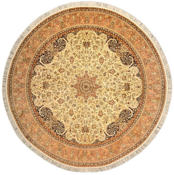 Kashmir Oriental Rug 210 × 211 cm, Silk, hand-knotted