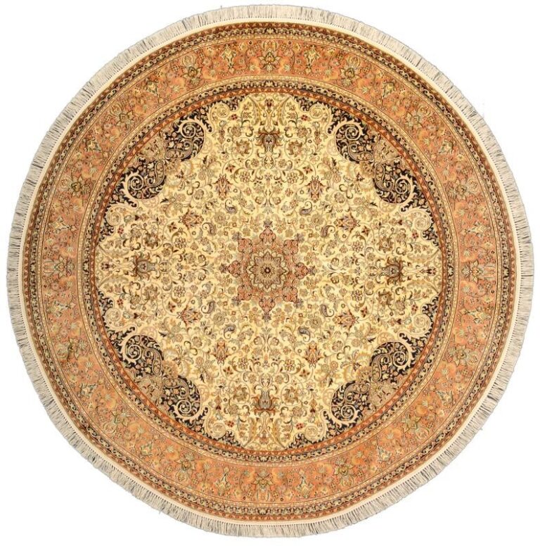 Kashmir Oriental Rug 210 × 211 cm, Silk, hand-knotted