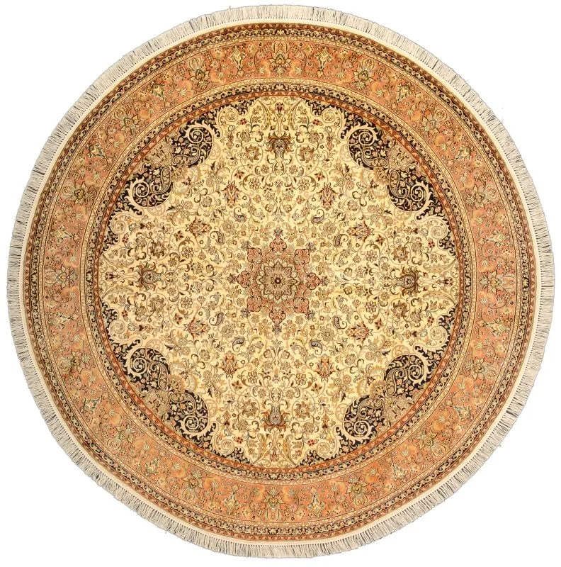 Kashmir Oriental Rug 210 × 211 cm, Silk, hand-knotted