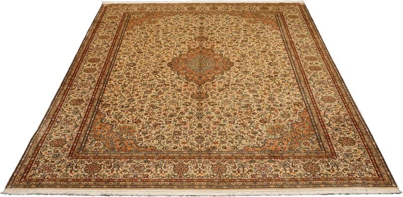 Kashmir Oriental Rug 213 × 310 cm, Silk, White/Beige, hand-knotted — view 2