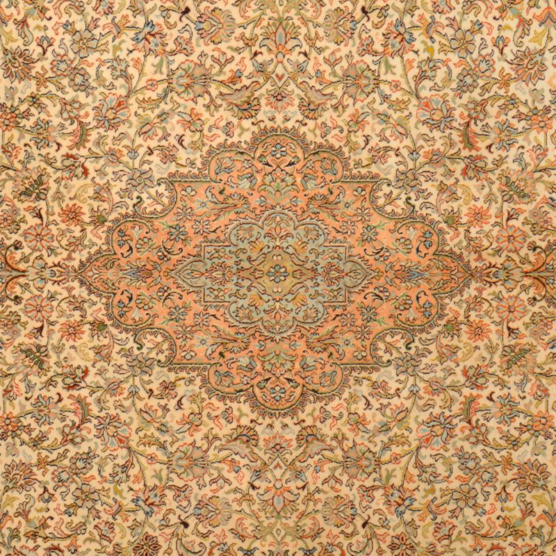 Kashmir Oriental Rug 213 × 310 cm, Silk, White/Beige, hand-knotted — view 4