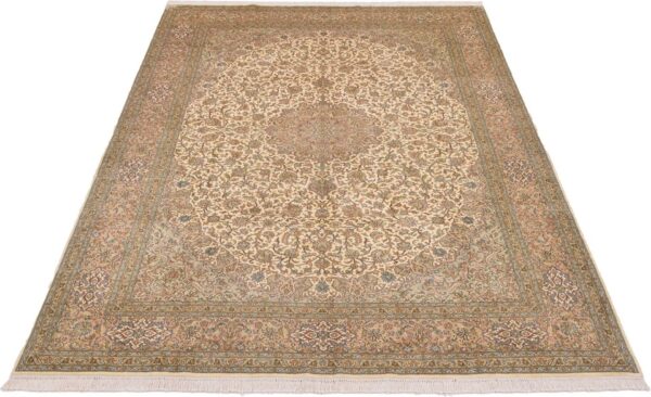 Kashmir Oriental Rug 213 × 310 cm, Silk, White/Beige, hand-knotted — view 2