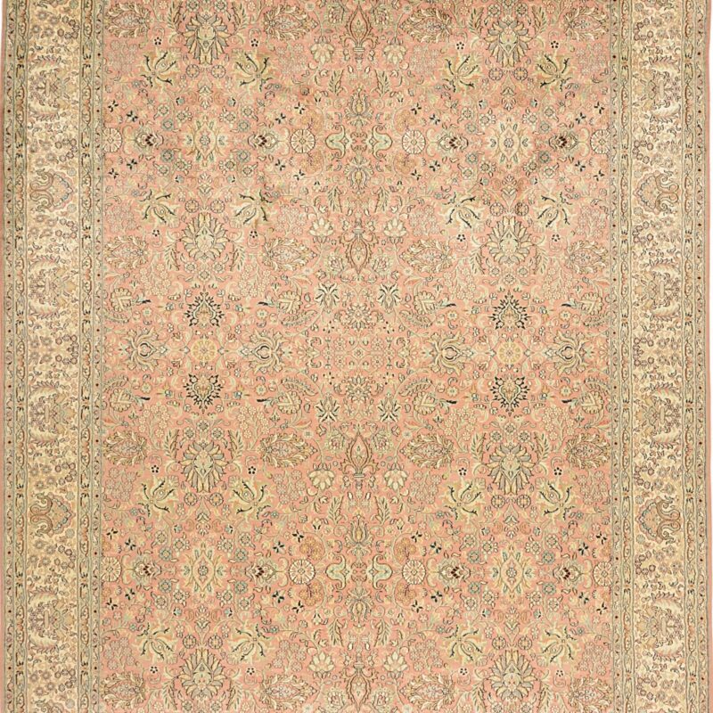Kashmir Oriental Rug 215 × 309 cm, Silk, White/Beige, hand-knotted — view 6
