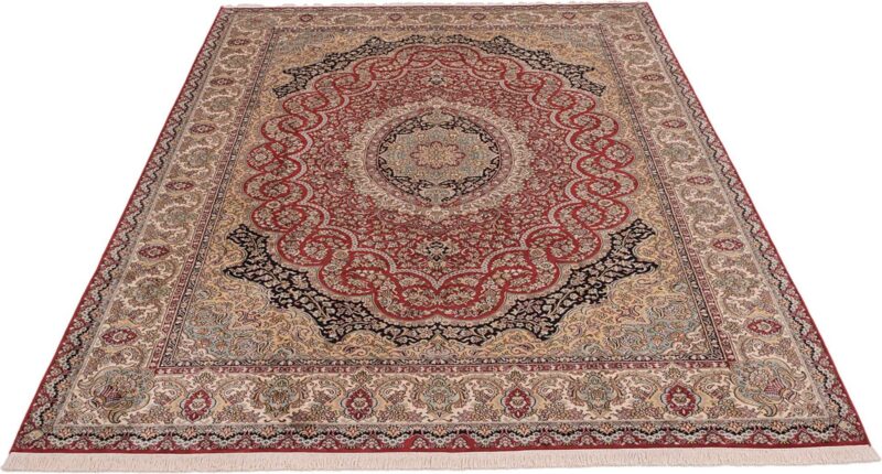 Kashmir Oriental Rug 215 × 310 cm, Silk, hand-knotted, refined — view 2 Kashmir Oriental Rug 215 × 310 cm, Silk, hand-knotted, refined — view 2