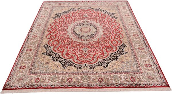 Kashmir Oriental Rug 215 × 310 cm, Silk, hand-knotted, refined — view 3 Kashmir Oriental Rug 215 × 310 cm, Silk, hand-knotted, refined — view 3