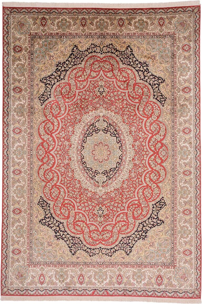 Kashmir Oriental Rug 215 × 310 cm, Silk, hand-knotted, refined