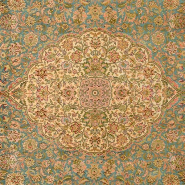 Kashmir Oriental Rug 216 × 313 cm, Silk, White/Beige, hand-knotted — view 4