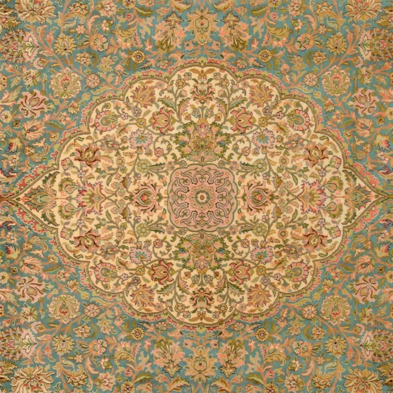 Kashmir Oriental Rug 216 × 313 cm, Silk, White/Beige, hand-knotted — view 4