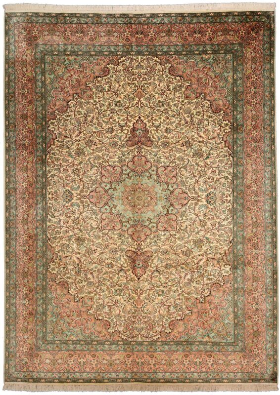 Kashmir Oriental Rug 221 × 302 cm, Silk, hand-knotted
