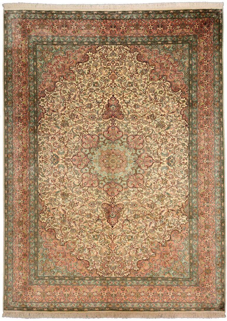 Kashmir Oriental Rug 221 × 302 cm, Silk, hand-knotted