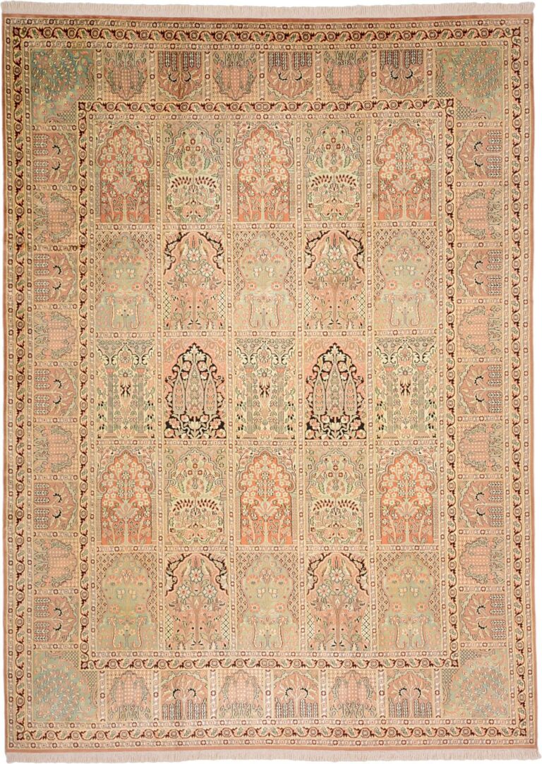 Kashmir Oriental Rug 222 × 307 cm, Silk, hand-knotted