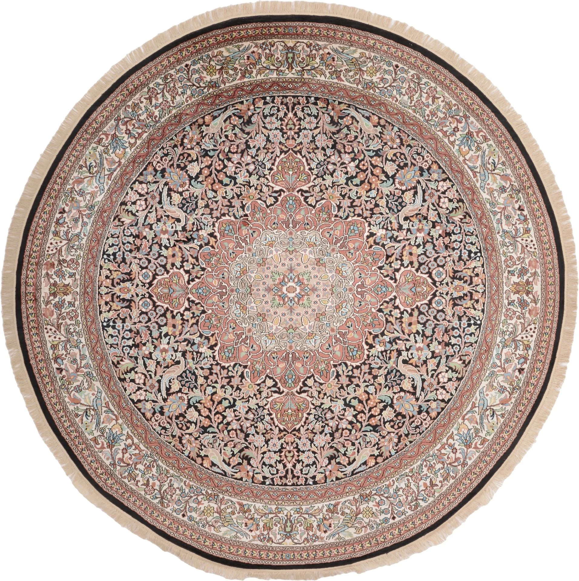 Kashmir Oriental Rug 237 × 239 cm, Silk, hand-knotted