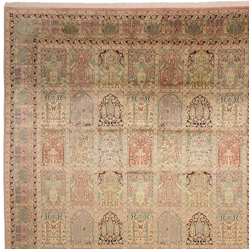 Kashmir Oriental Rug 241 × 311 cm, Silk, hand-knotted, pastel — view 6