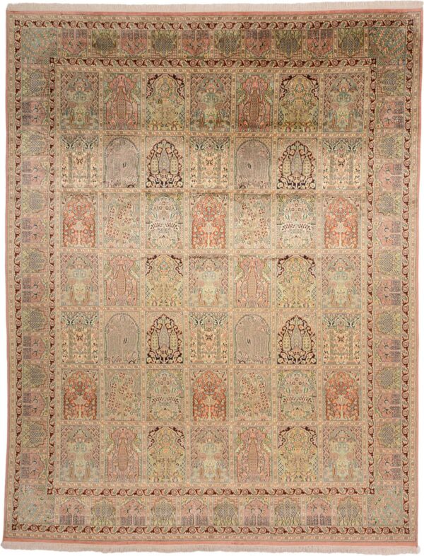 Kashmir Oriental Rug 241 × 311 cm, Silk, hand-knotted, pastel