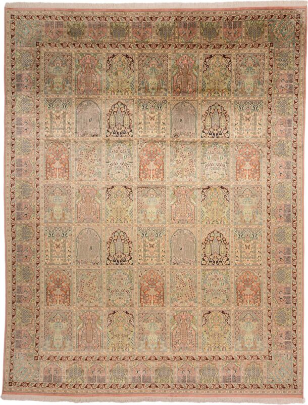 Kashmir Oriental Rug 241 × 311 cm, Silk, hand-knotted, pastel