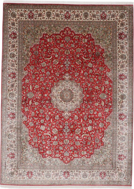 Kashmir Oriental Rug 244 × 335 cm, Silk, hand-knotted, pastel