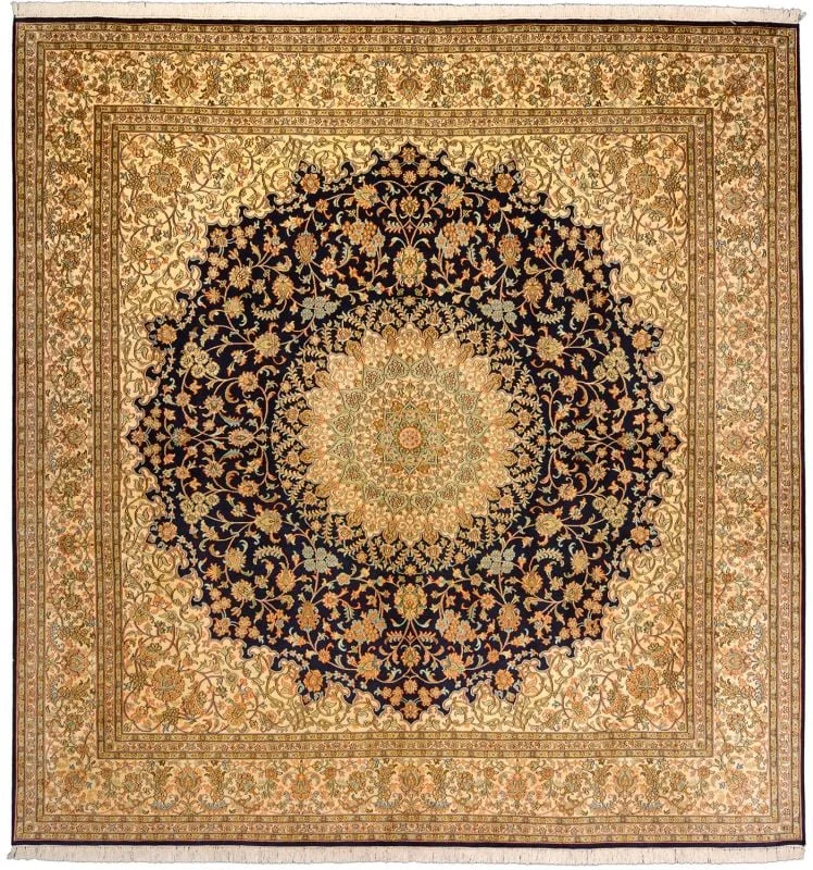 Kashmir Oriental Rug 246 × 250 cm, Silk, hand-knotted