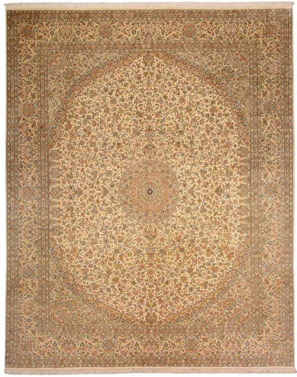 Kashmir Oriental Rug 246 × 307 cm, Silk, hand-knotted