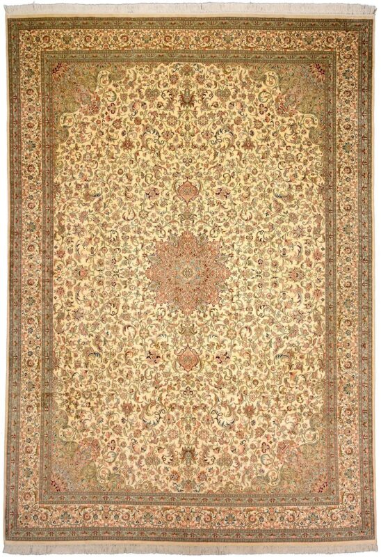 Kashmir Oriental Rug 248 × 350 cm, Silk, hand-knotted, pastel Kashmir Oriental Rug 248 × 350 cm, Silk, hand-knotted, pastel