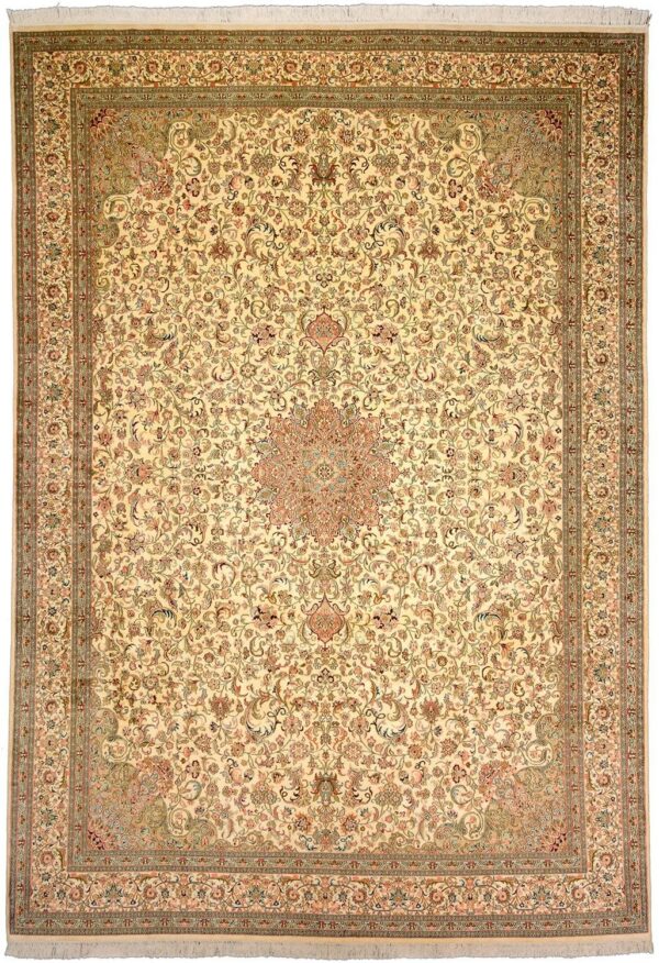 Kashmir Oriental Rug 248 × 350 cm, Silk, hand-knotted, pastel Kashmir Oriental Rug 248 × 350 cm, Silk, hand-knotted, pastel