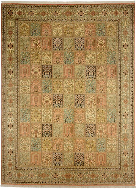 Kashmir Oriental Rug 273 × 372 cm, Silk, hand-knotted