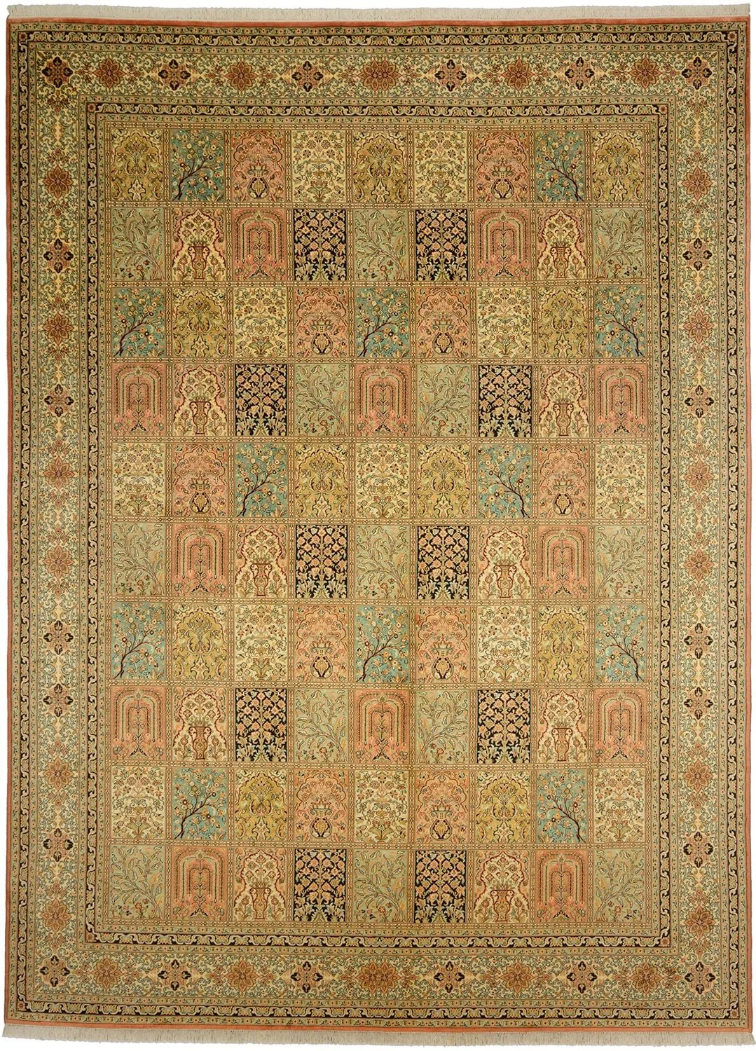Kashmir Oriental Rug 273 × 372 cm, Silk, hand-knotted