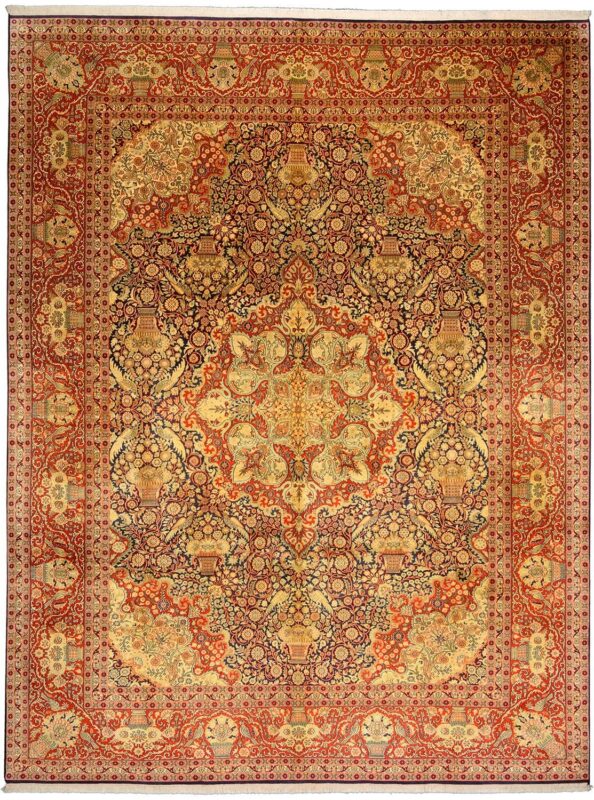 Kashmir Oriental Rug 274 × 365 cm, Silk, hand-knotted Kashmir Oriental Rug 274 × 365 cm, Silk, hand-knotted