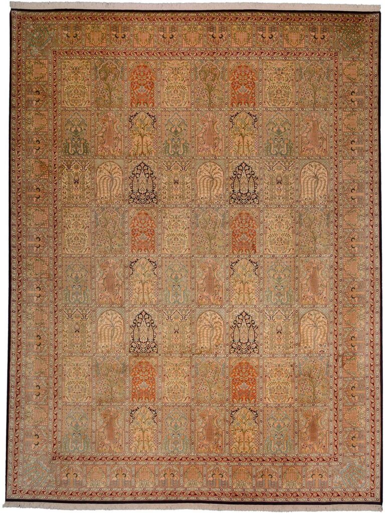 Kashmir Oriental Rug 276 × 361 cm, Silk, Red/Orange, hand-knotted