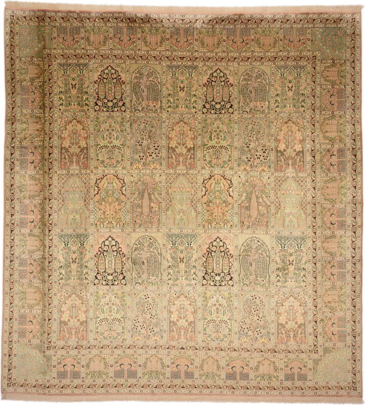 Kashmir Oriental Rug 281 × 299 cm, Silk, hand-knotted