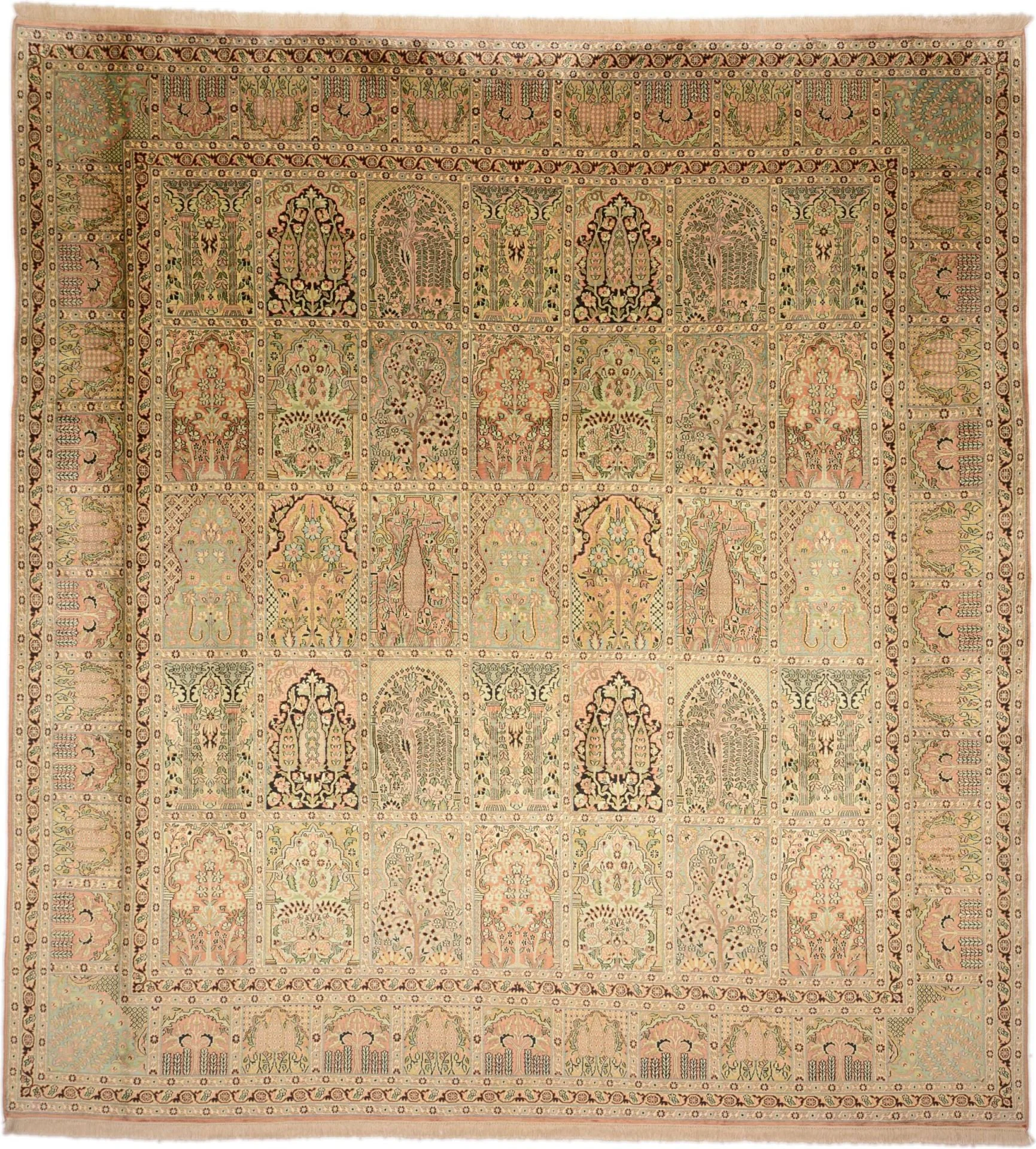Kashmir Oriental Rug 281 × 299 cm, Silk, hand-knotted