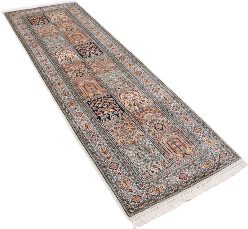 Kashmir Oriental Rug 76 × 241 cm, Silk, hand-knotted, Indian — view 4
