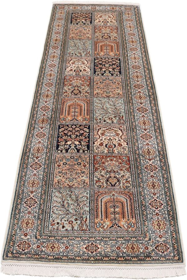 Kashmir Oriental Rug 76 × 241 cm, Silk, hand-knotted, Indian — view 7