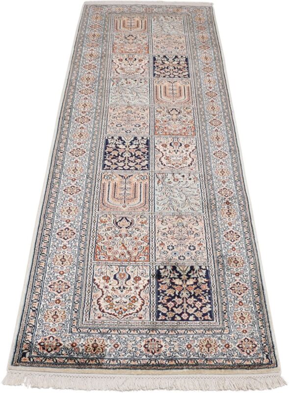 Kashmir Oriental Rug 76 × 241 cm, Silk, hand-knotted, Indian — view 2