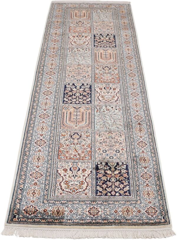 Kashmir Oriental Rug 76 × 241 cm, Silk, hand-knotted, Indian — view 2