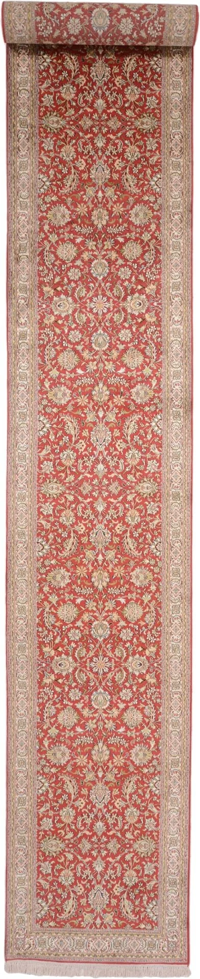 Kashmir Oriental Rug 76 × 532 cm, Silk, hand-knotted