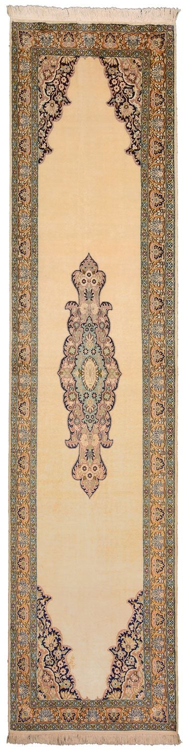 Kashmir Oriental Rug 77 × 326 cm, Silk, hand-knotted