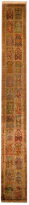 Kashmir Oriental Rug 78 × 595 cm, Silk, hand-knotted, fine