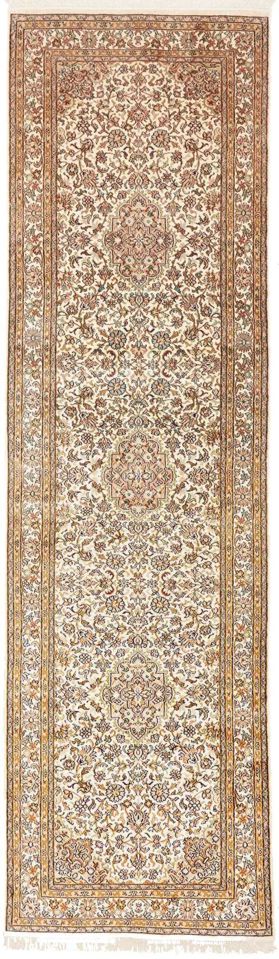 Kashmir Oriental Rug 79 × 271 cm, Silk, hand-knotted