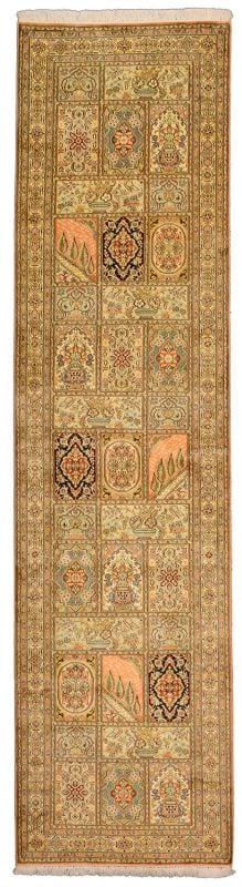 Kashmir Oriental Rug 81 × 312 cm, Silk, hand-knotted