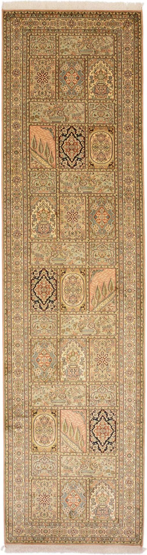 Kashmir Oriental Rug 82 × 310 cm, Silk, hand-knotted