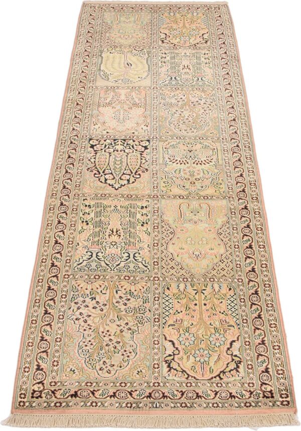 Kashmir Oriental Rug 83 × 306 cm, Silk, hand-knotted — view 3