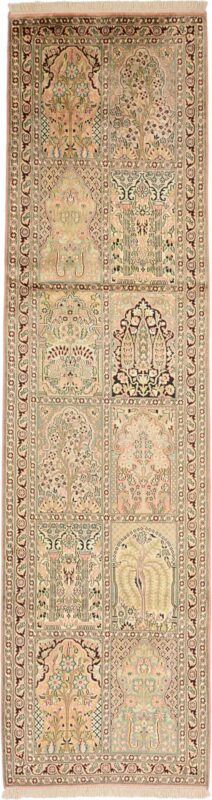 Kashmir Oriental Rug 83 × 306 cm, Silk, hand-knotted
