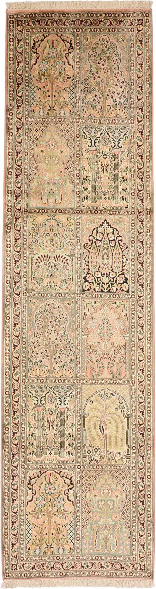 Kashmir Oriental Rug 83 × 306 cm, Silk, hand-knotted