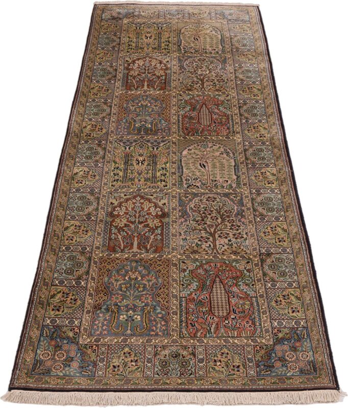 Kashmir Oriental Rug 92 × 286 cm, Silk, hand-knotted — view 2