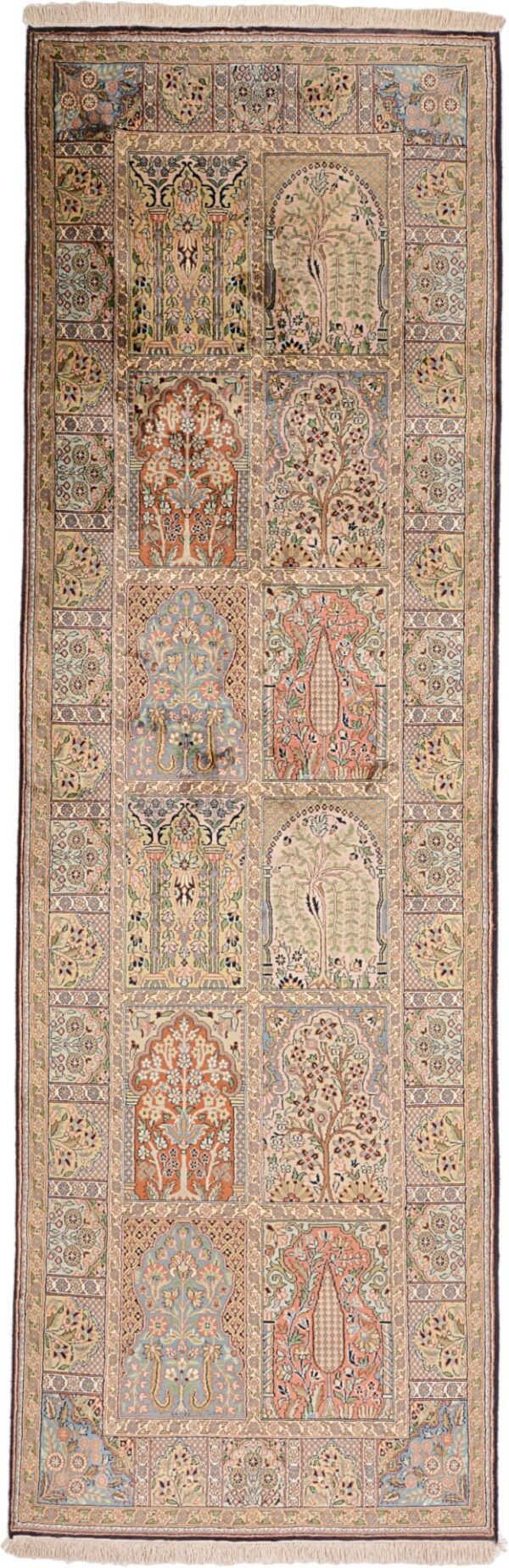 Kashmir Oriental Rug 92 × 286 cm, Silk, hand-knotted