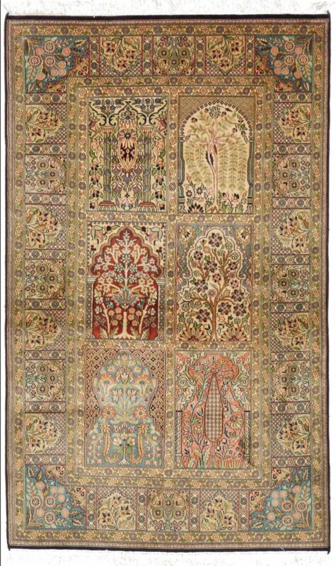 Kashmir Oriental Rug 93 × 153 cm, Silk, hand-knotted