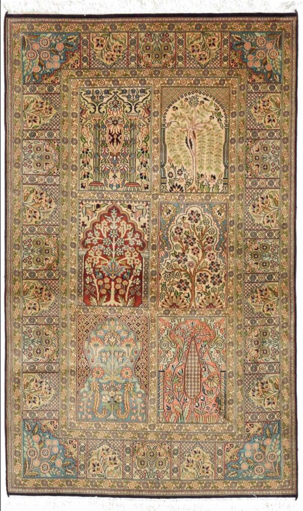 Kashmir Oriental Rug 93 × 153 cm, Silk, hand-knotted