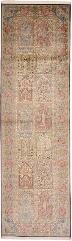 Kashmir Oriental Rug 95 × 313 cm, Silk, hand-knotted, fine